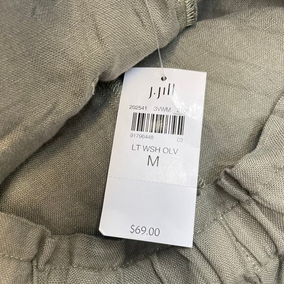 Purejill Garment Dyed Linen Olive Green Shorts Women's Medium NWT 100% Linen - Picture 5 of 12